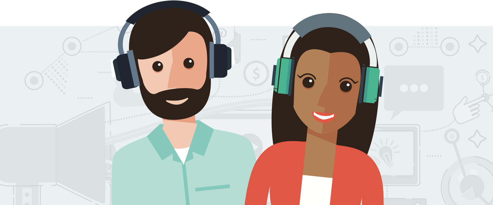 Two happy podcast listeners