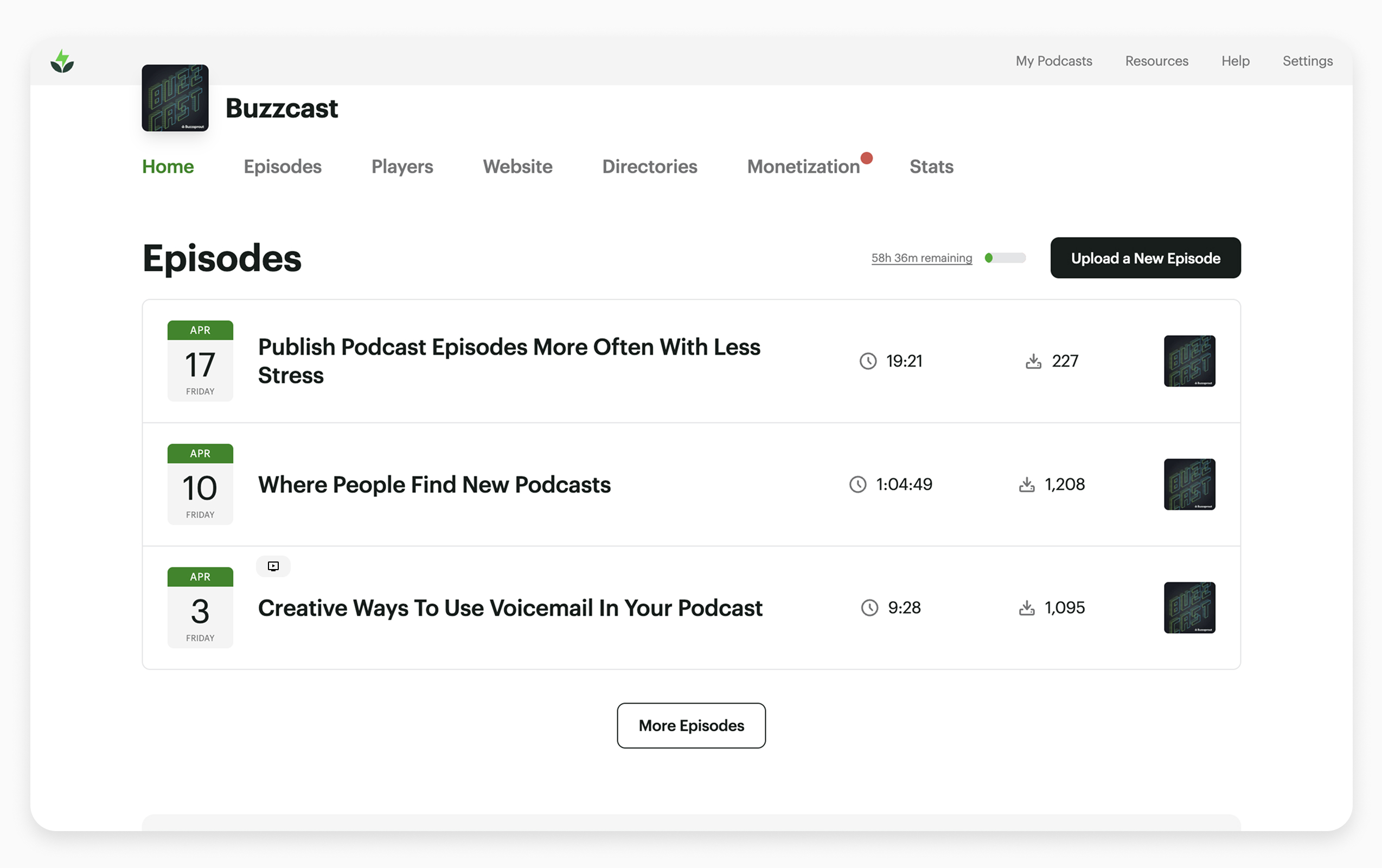 Buzzsprout features
