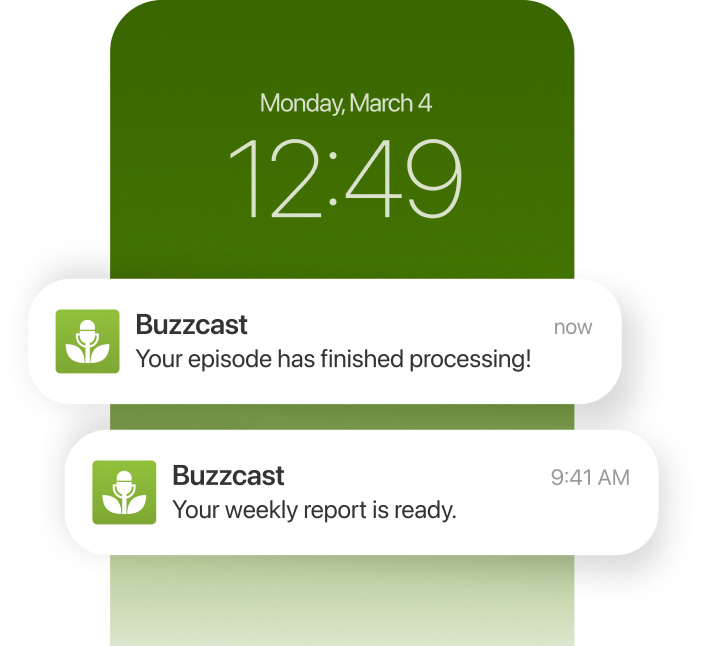 Buzzsprout Mobile notifications screen