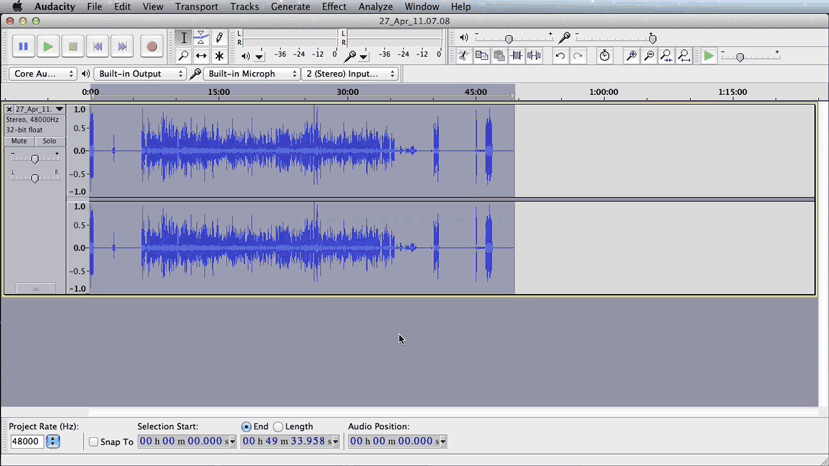 audacity mac core audio input choices